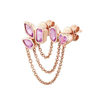 READY TO SHIP MIXED PINK SAPPHIRE DUO CHAIN LINK STUD