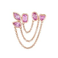 MIXED PINK SAPPHIRE DUO CHAIN LINK STUD