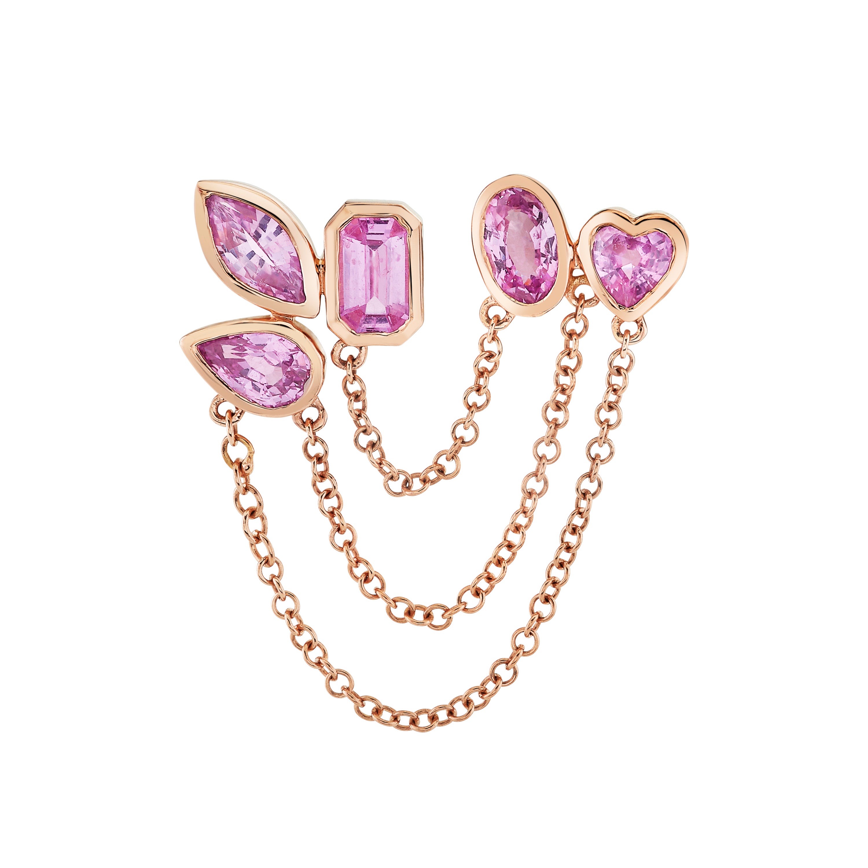 PINK SAPPHIRE MIXED DUO CHAIN STUD
