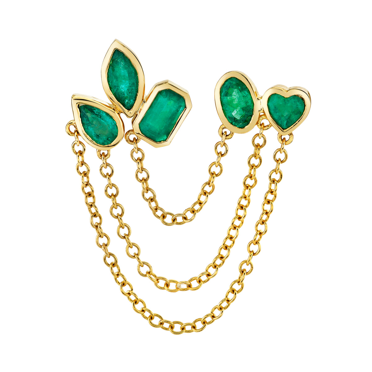 MIXED EMERALD DUO CHAIN LINK STUD