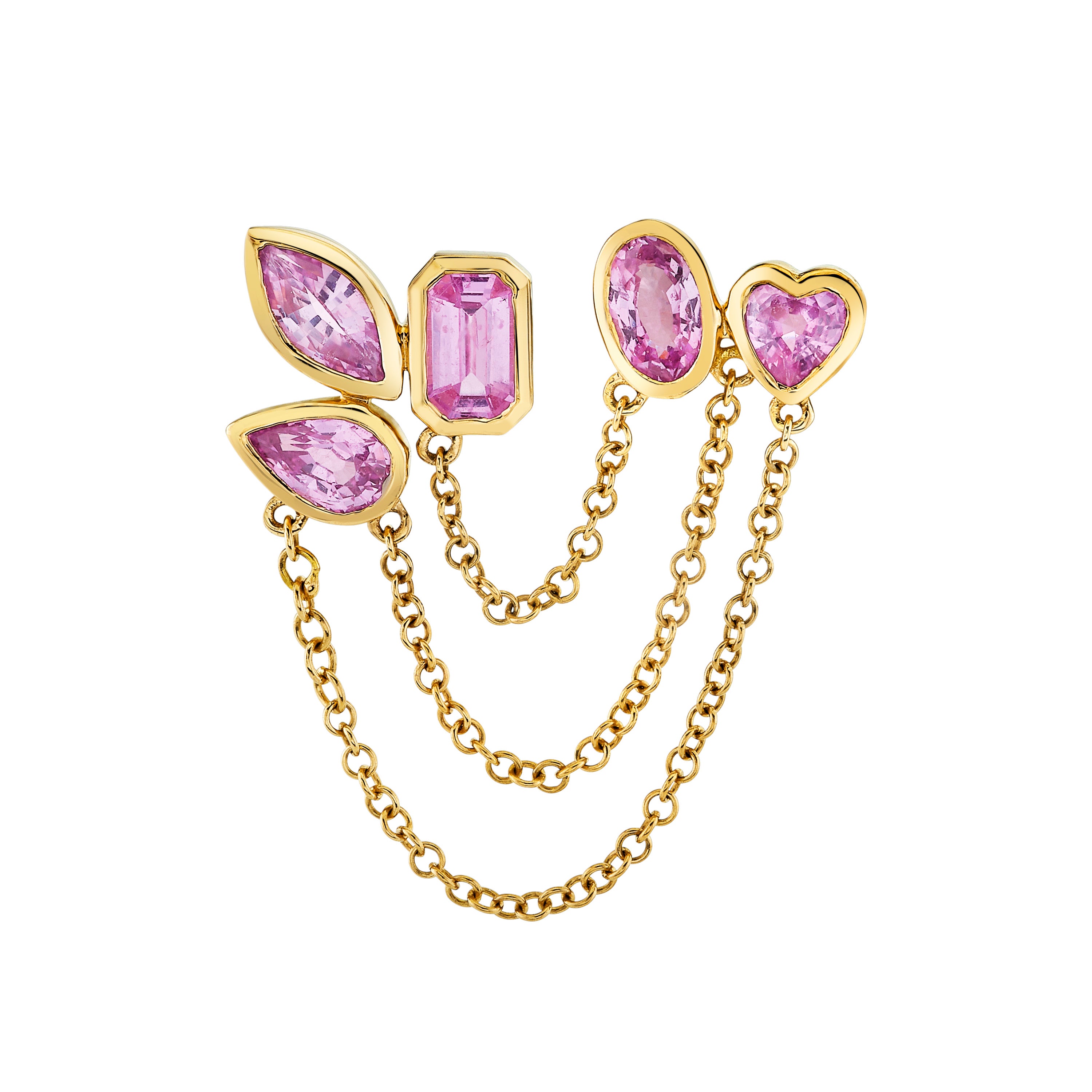 PINK SAPPHIRE MIXED DUO CHAIN STUD