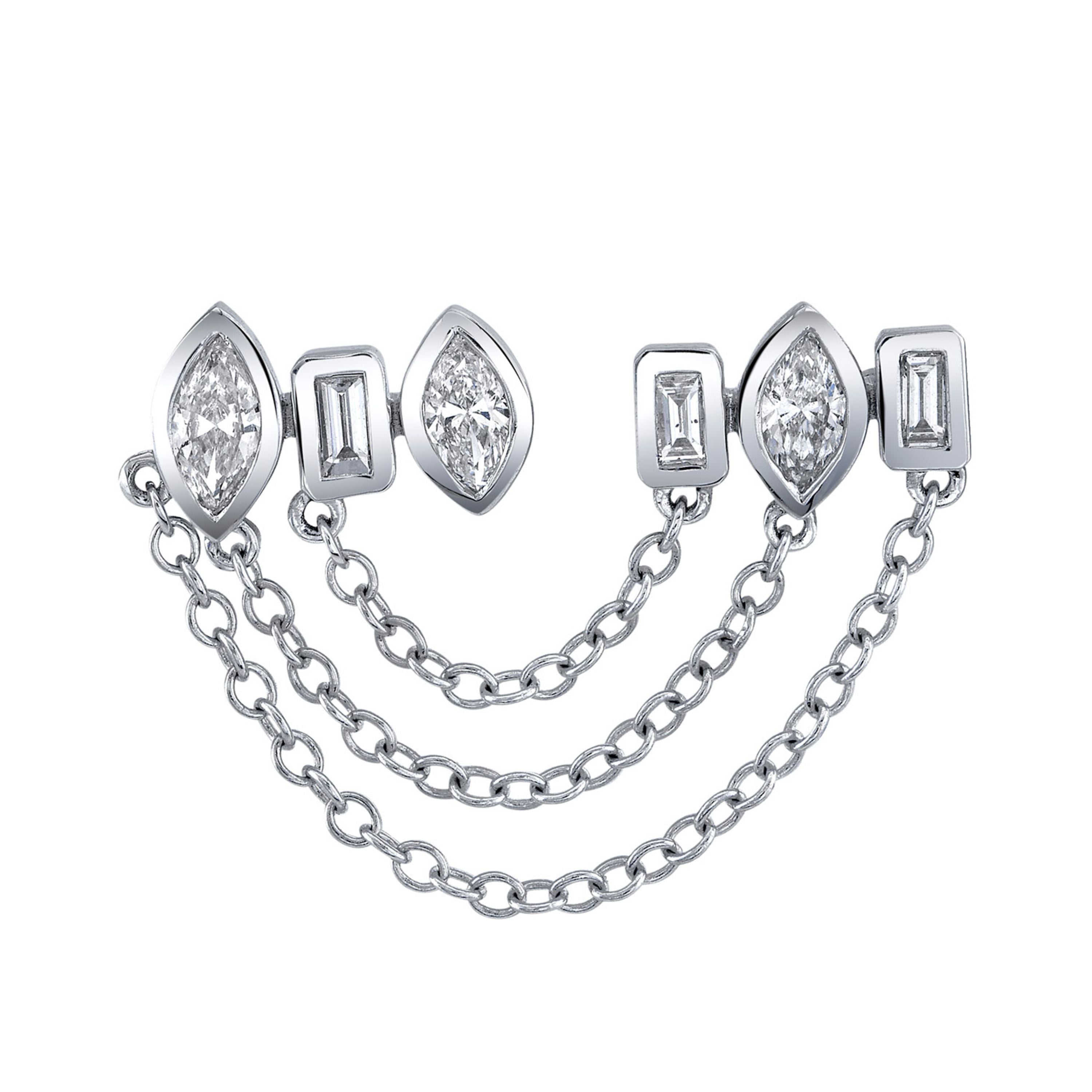 MIXED DIAMOND DUO CHAIN STUD