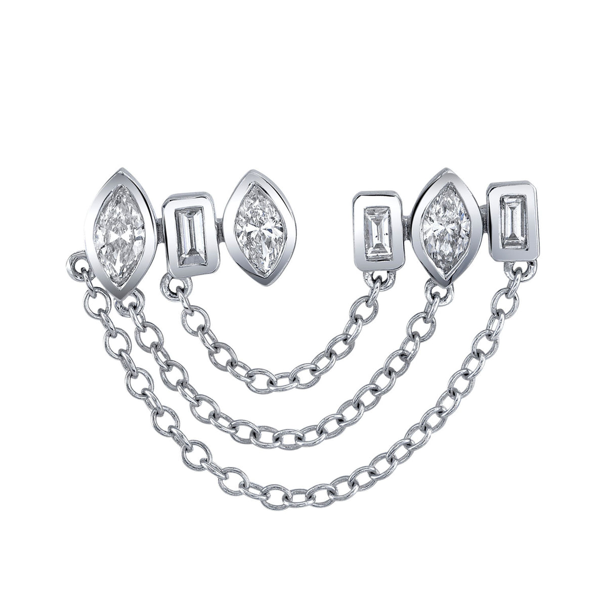 READY TO SHIP MIXED DIAMOND DUO CHAIN LINK STUD