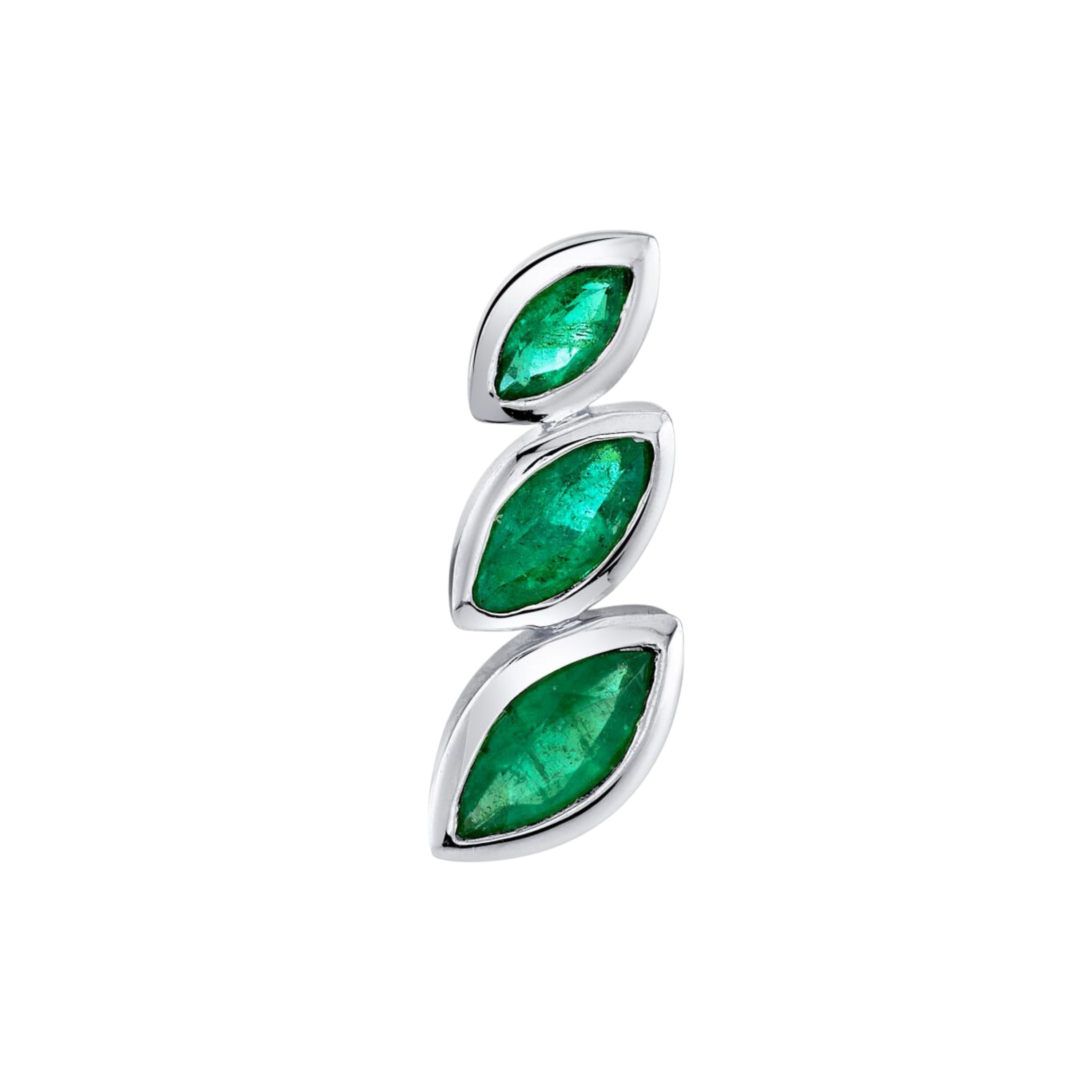 EMERALD STACKED MARQUISE SINGLE STUD