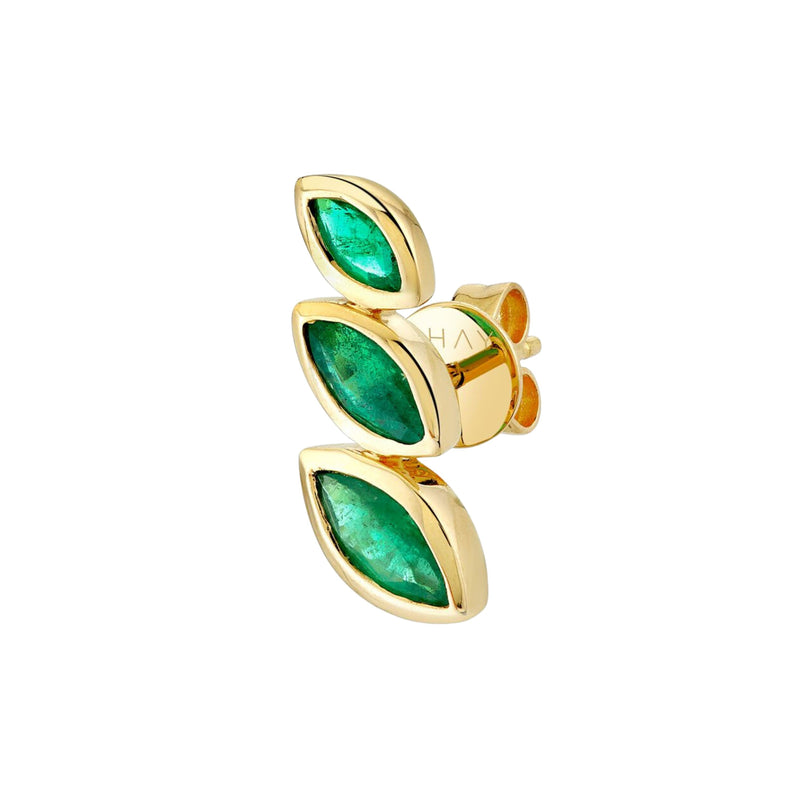 EMERALD STACKED MARQUISE EAR STUD