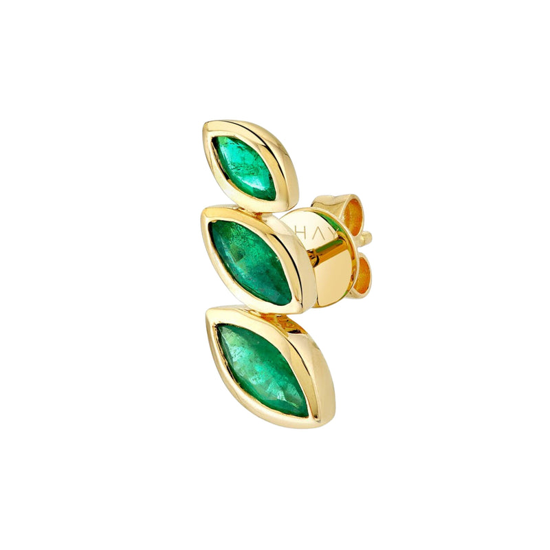 READY TO SHIP EMERALD STACKED MARQUISE EAR STUD