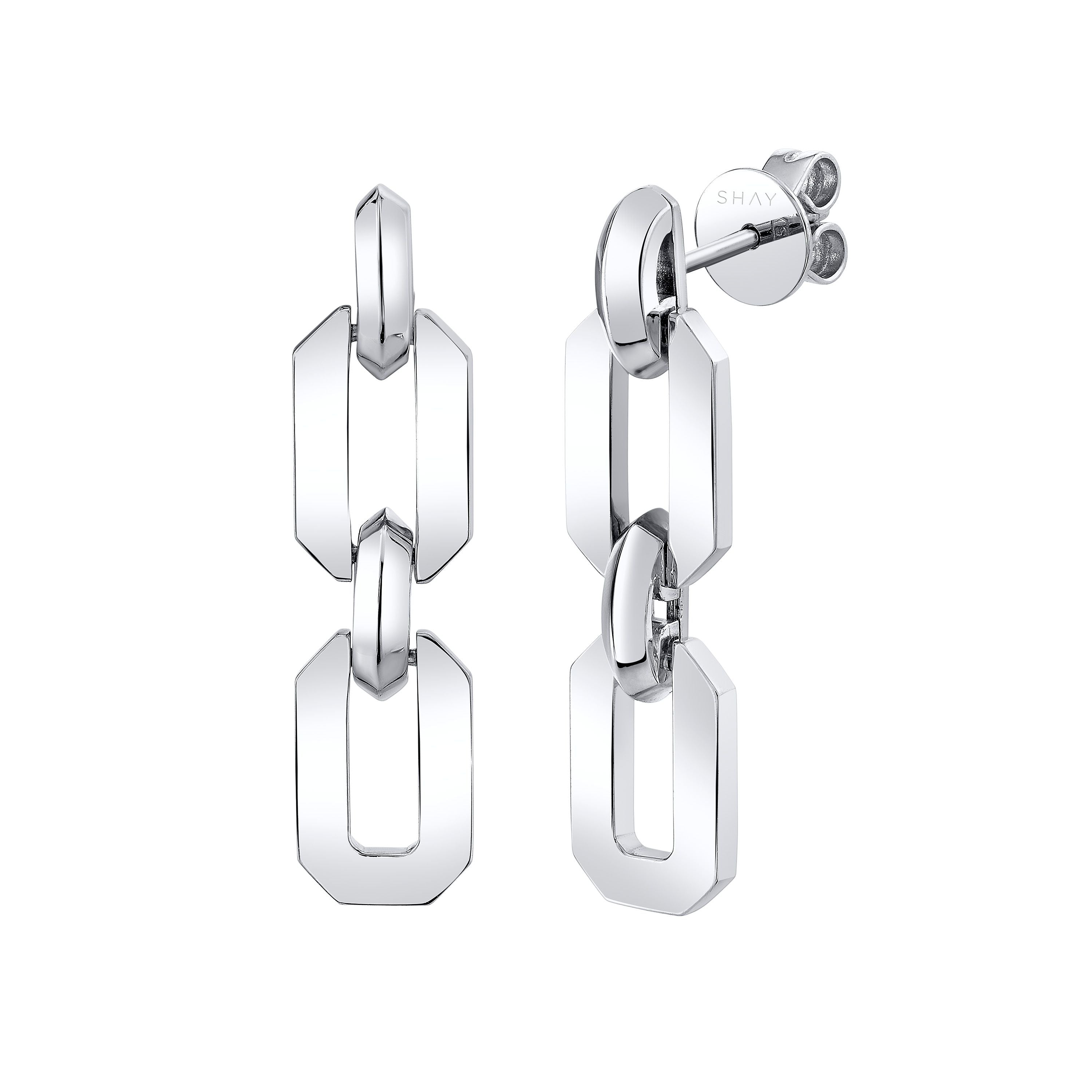 SOLID GOLD FLAT GEO LINK EARRINGS
