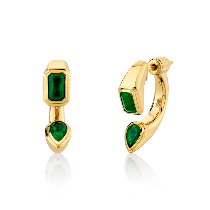 READY TO SHIP EMERALD BYPASS EARRINGS