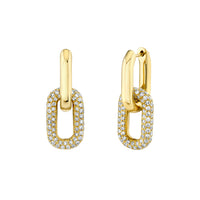 READY TO SHIP DIAMOND DOUBLE PARTIAL PAVE MINI CABLE LINK EARRINGS