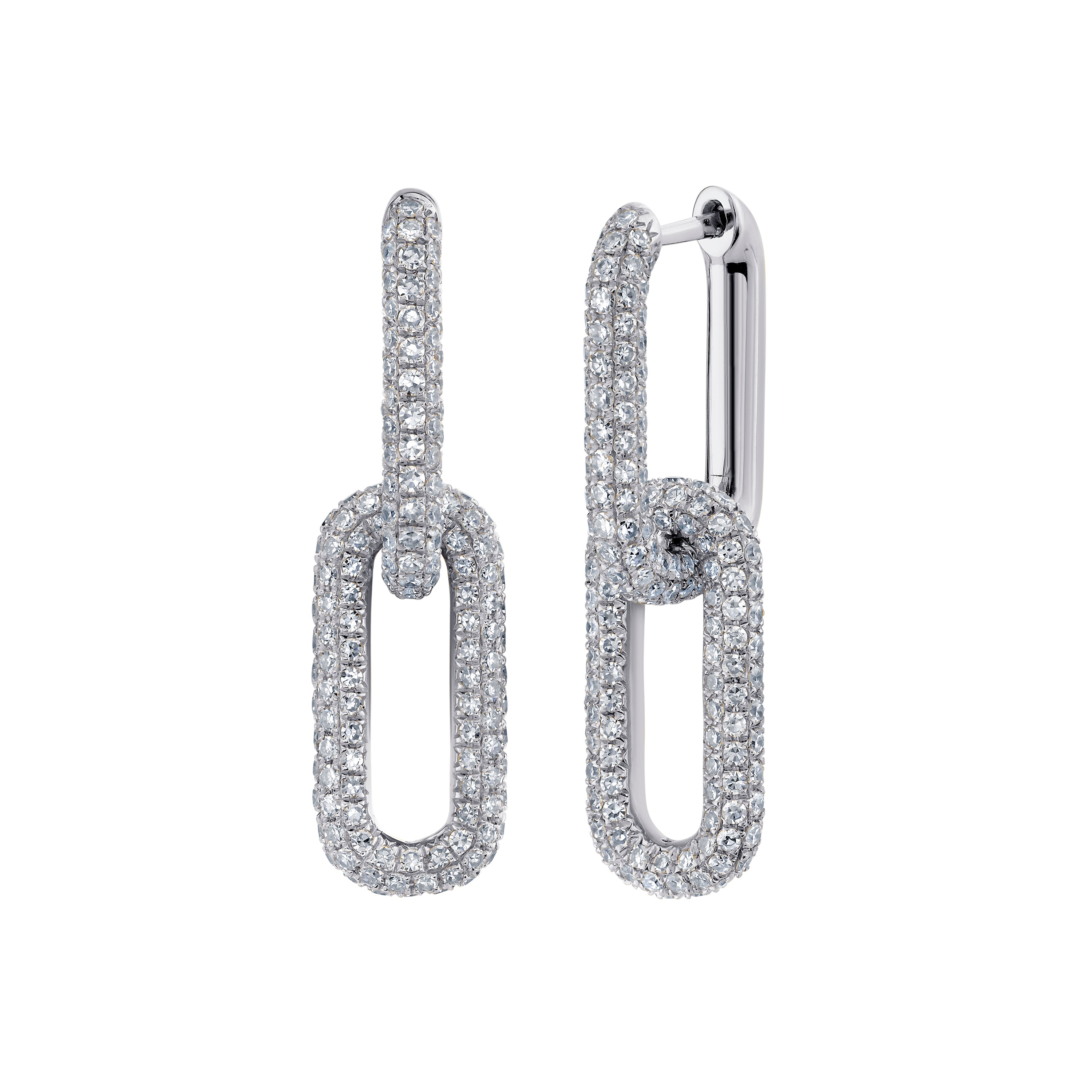 SHAY Ready to Ship Diamond Double Mini Cable Link Earrings, 2.5ct, 18k gold, alternate view