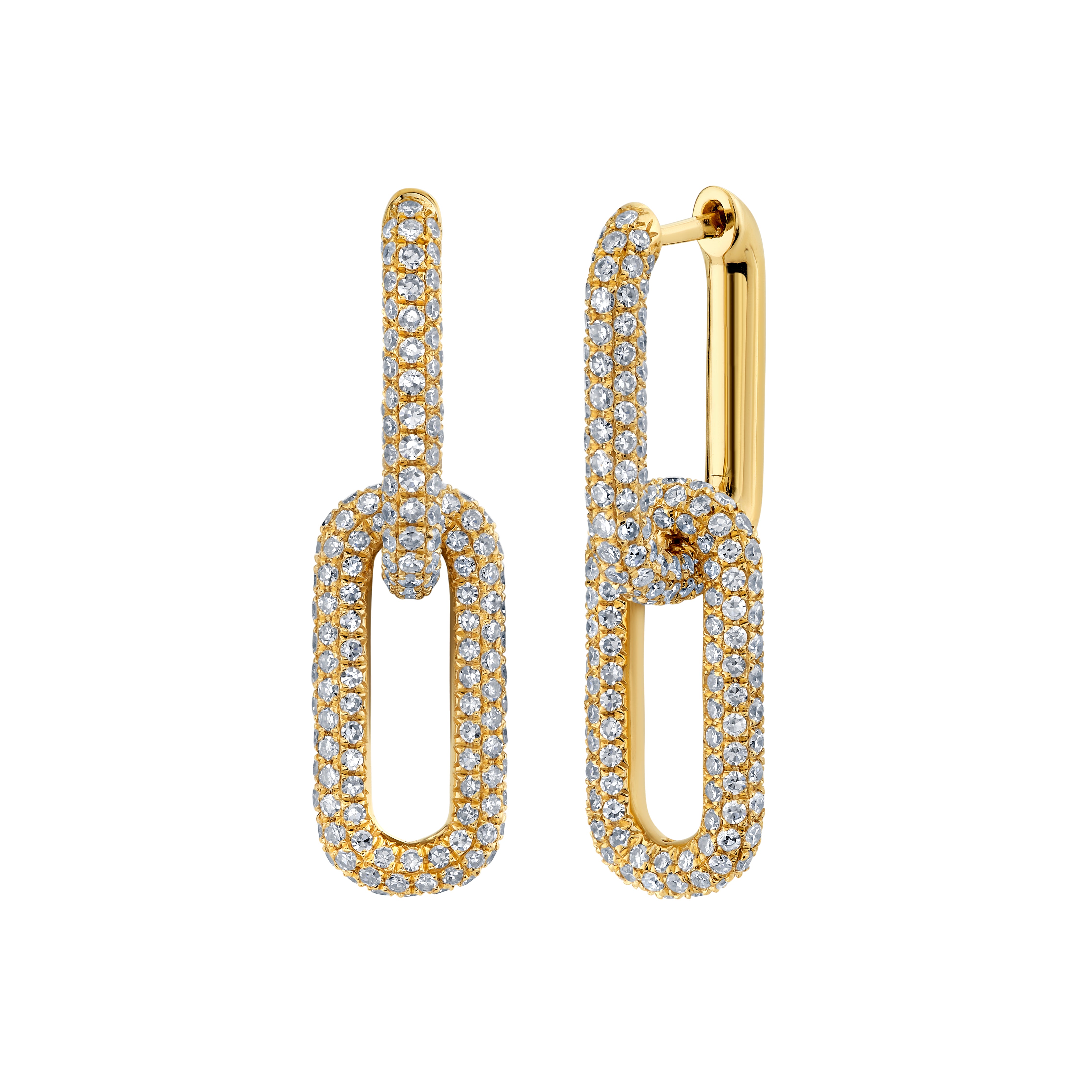DIAMOND DOUBLE MINI CABLE LINK EARRINGS