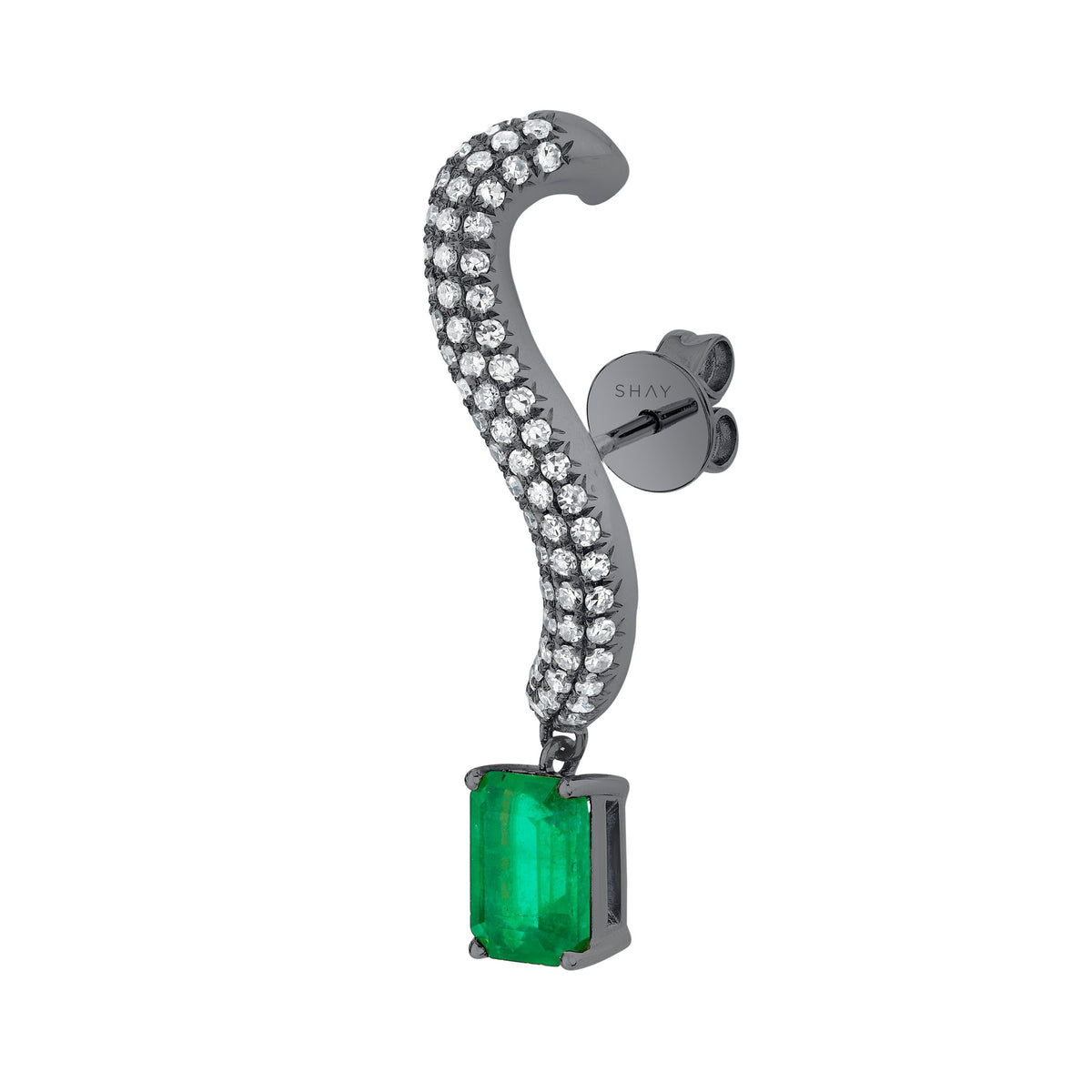 EMERALD & DIAMOND PAVE EAR CRAWLER