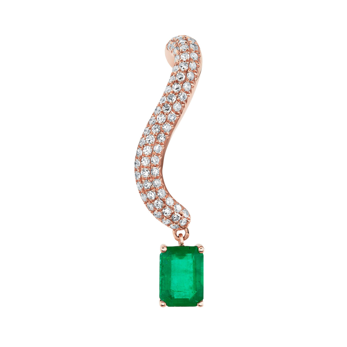 EMERALD & DIAMOND PAVE EAR CRAWLER