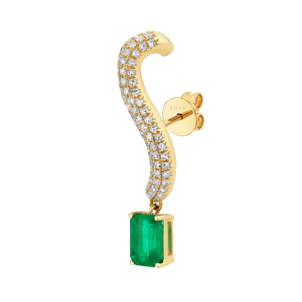 EMERALD & DIAMOND PAVE EAR CRAWLER