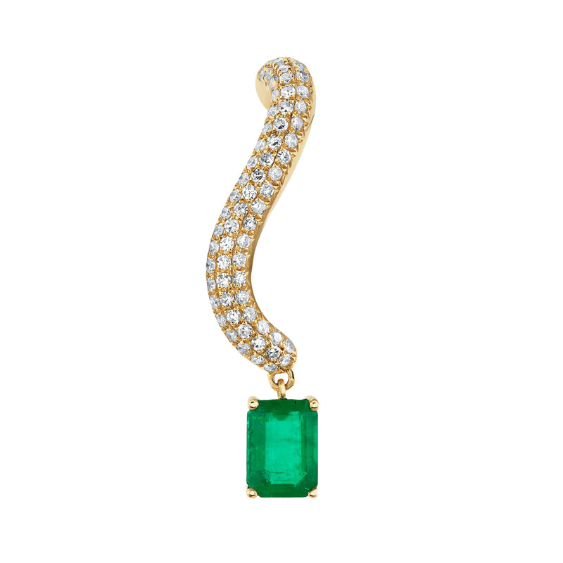 EMERALD & DIAMOND PAVE EAR CRAWLER