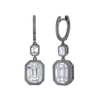 DIAMOND DOUBLE BEZEL ILLUSION DROP EARRINGS