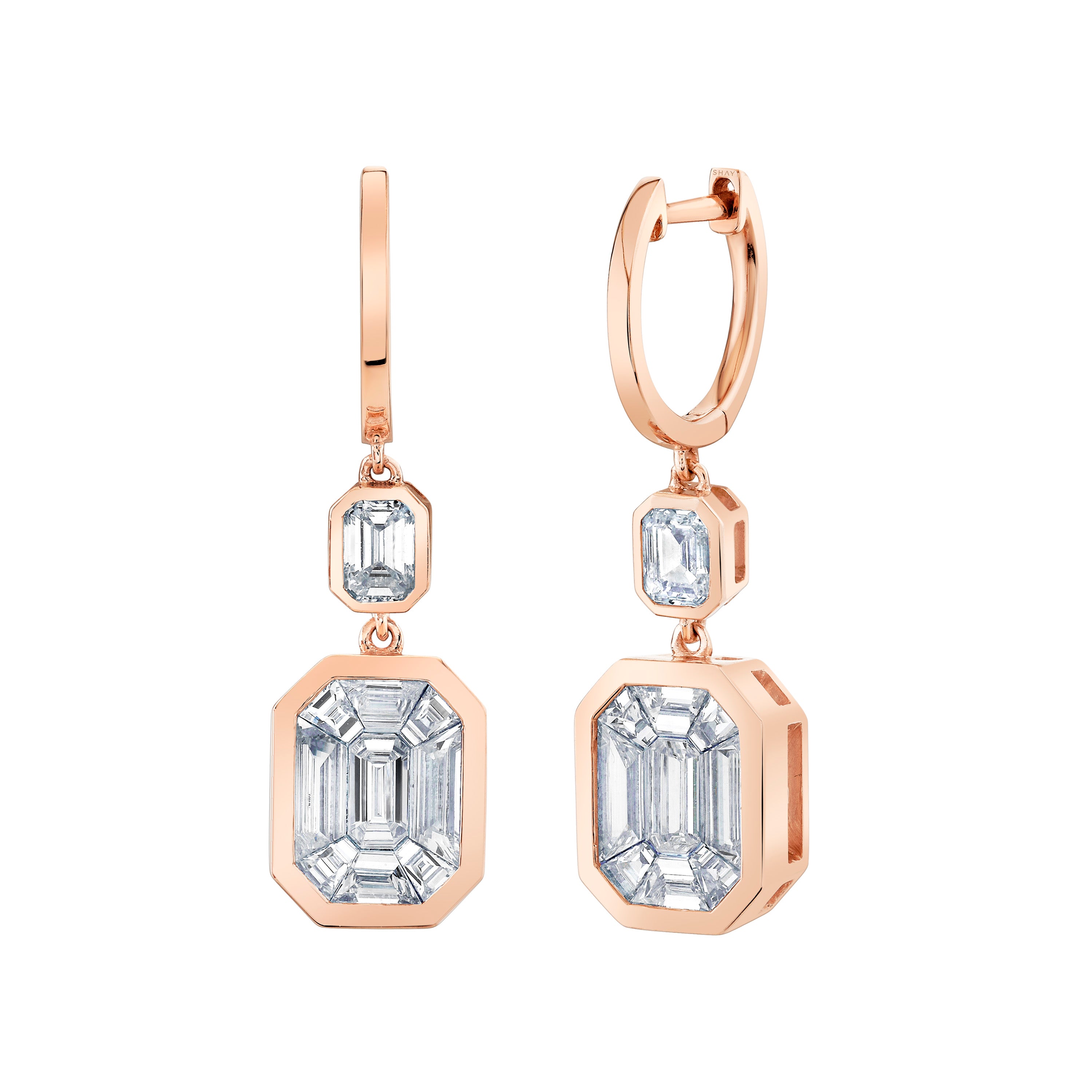 READY TO SHIP DIAMOND DOUBLE ILLUSION DROP EARRINGS