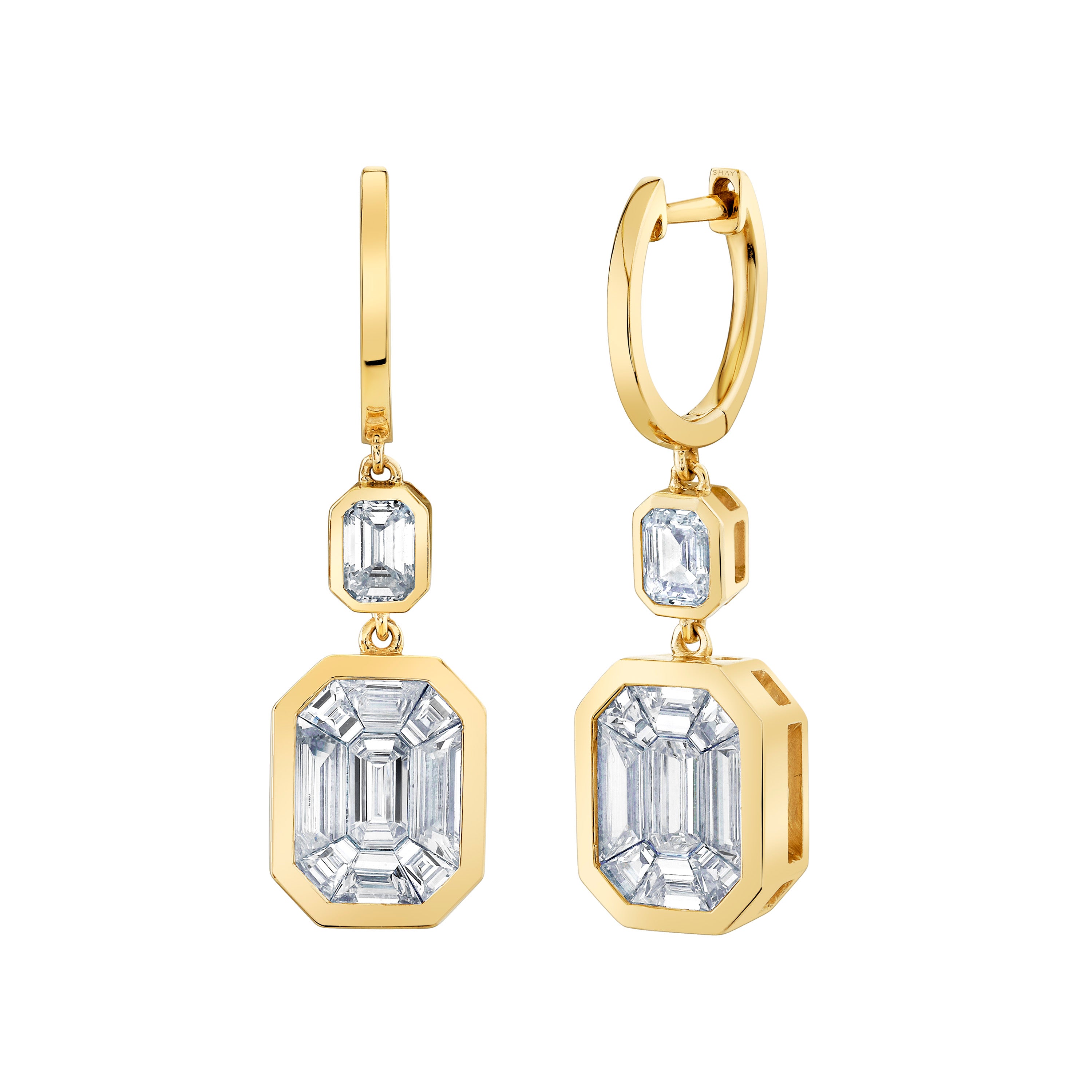 DIAMOND DOUBLE ILLUSION DROP EARRINGS