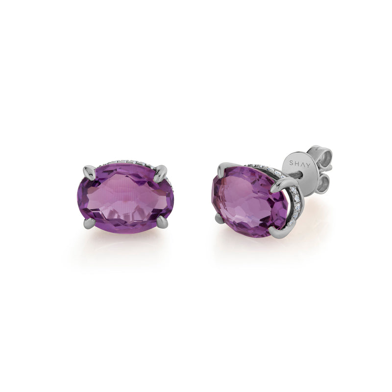 AMETHYST OVAL GEM STUDS