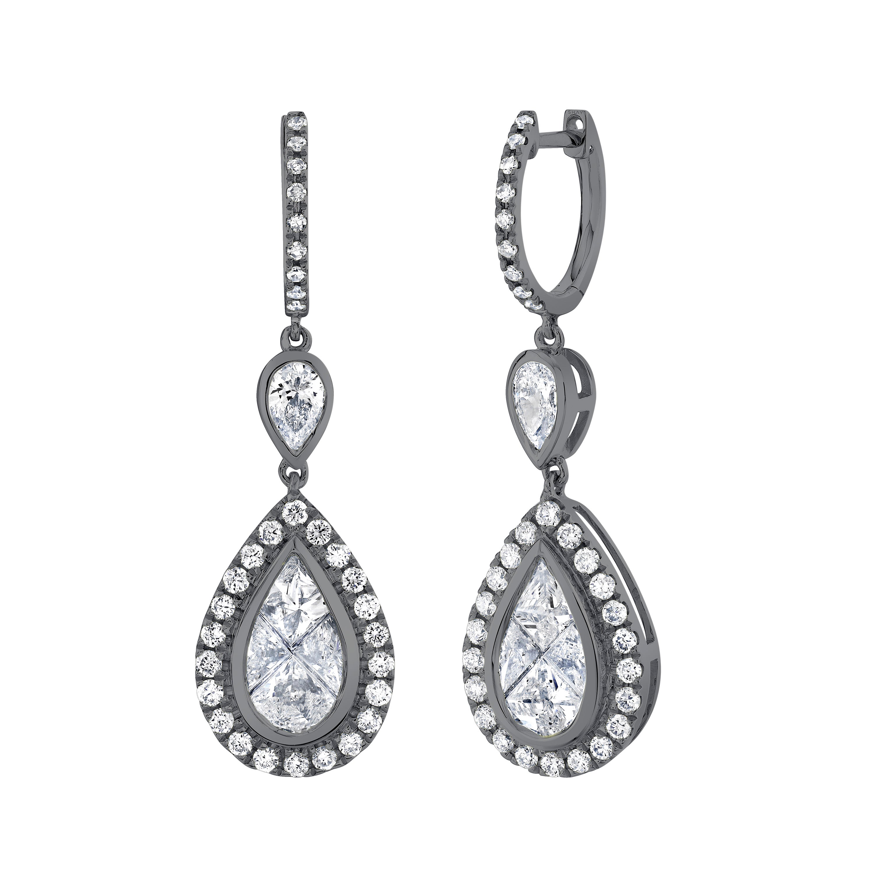 DIAMOND DOUBLE PEAR DROP EARRINGS