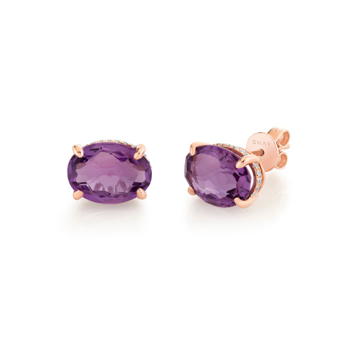 READY TO SHIP AMETHYST OVAL GEM STUDS