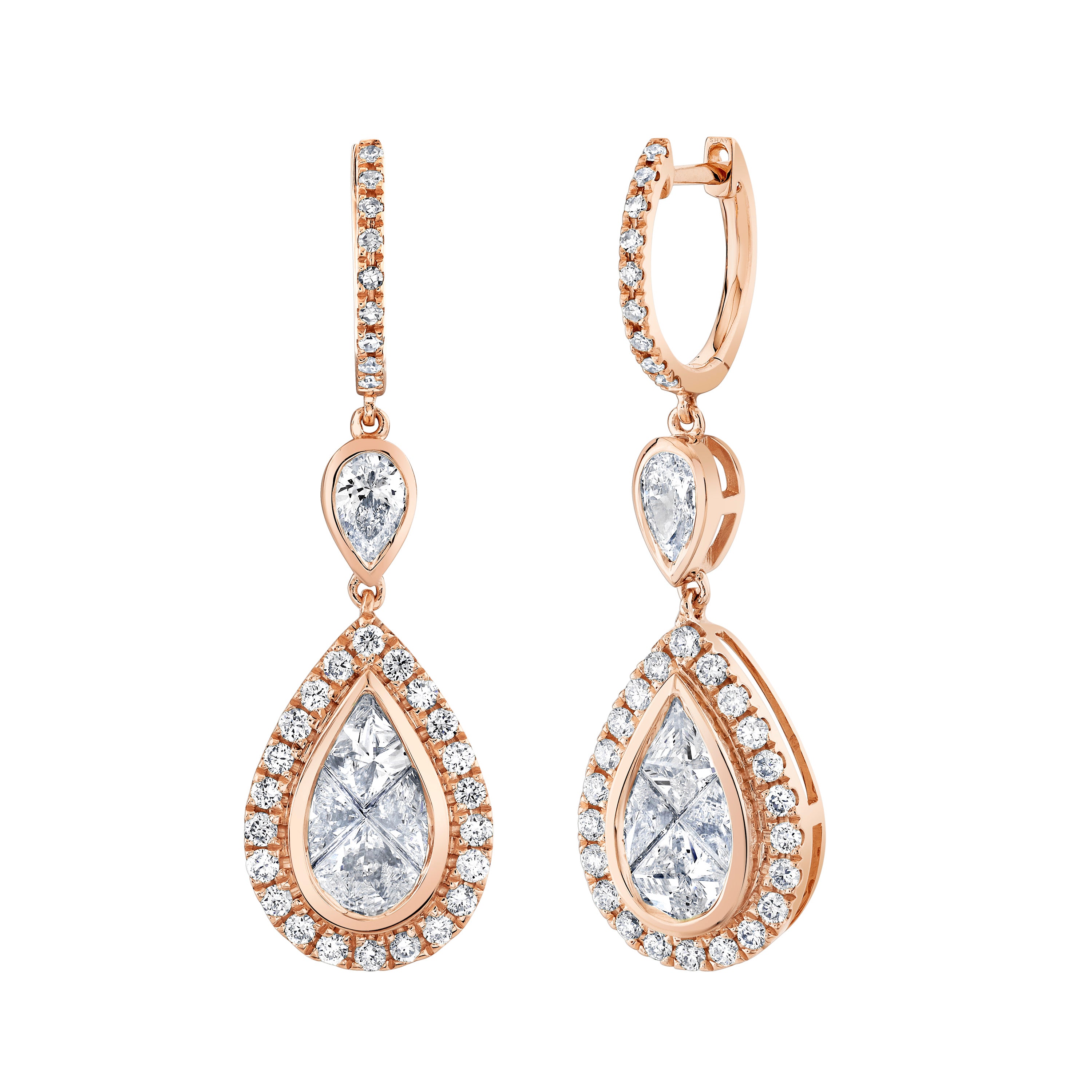 DIAMOND DOUBLE PEAR DROP EARRINGS
