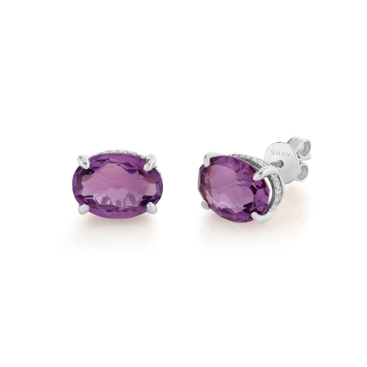 AMETHYST OVAL GEM STUDS