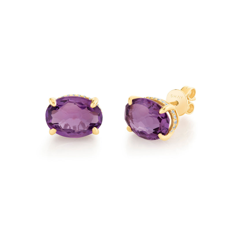 AMETHYST OVAL GEM STUDS