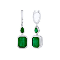 EMERALD DOUBLE BEZEL DROP EARRINGS