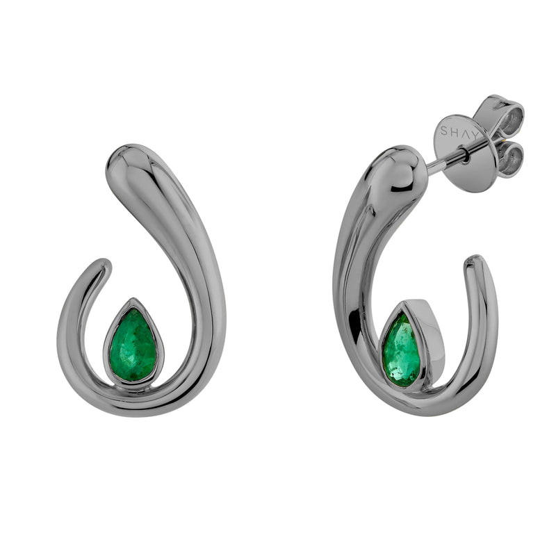 EMERALD PEAR LOOP EARRINGS