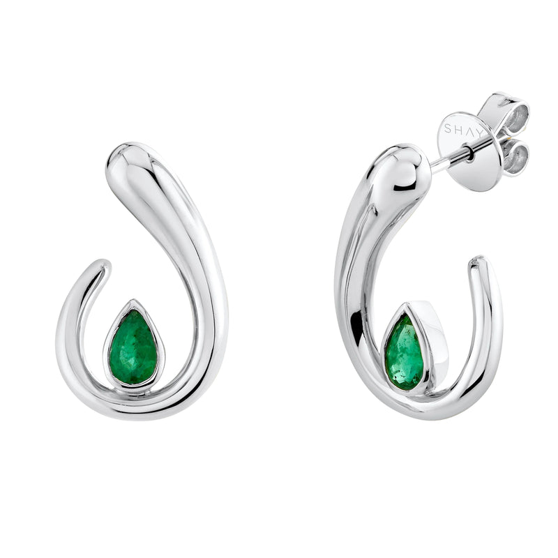 EMERALD PEAR LOOP EARRINGS