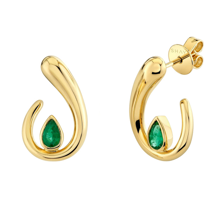 EMERALD PEAR LOOP EARRINGS