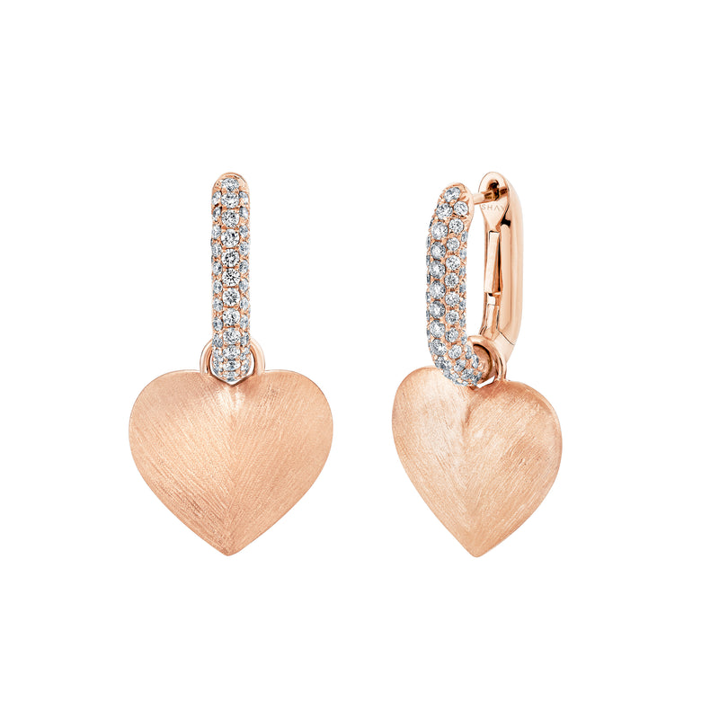 DIAMOND PAVE LINK HEART EARRINGS