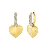 DIAMOND PAVE LINK HEART EARRINGS