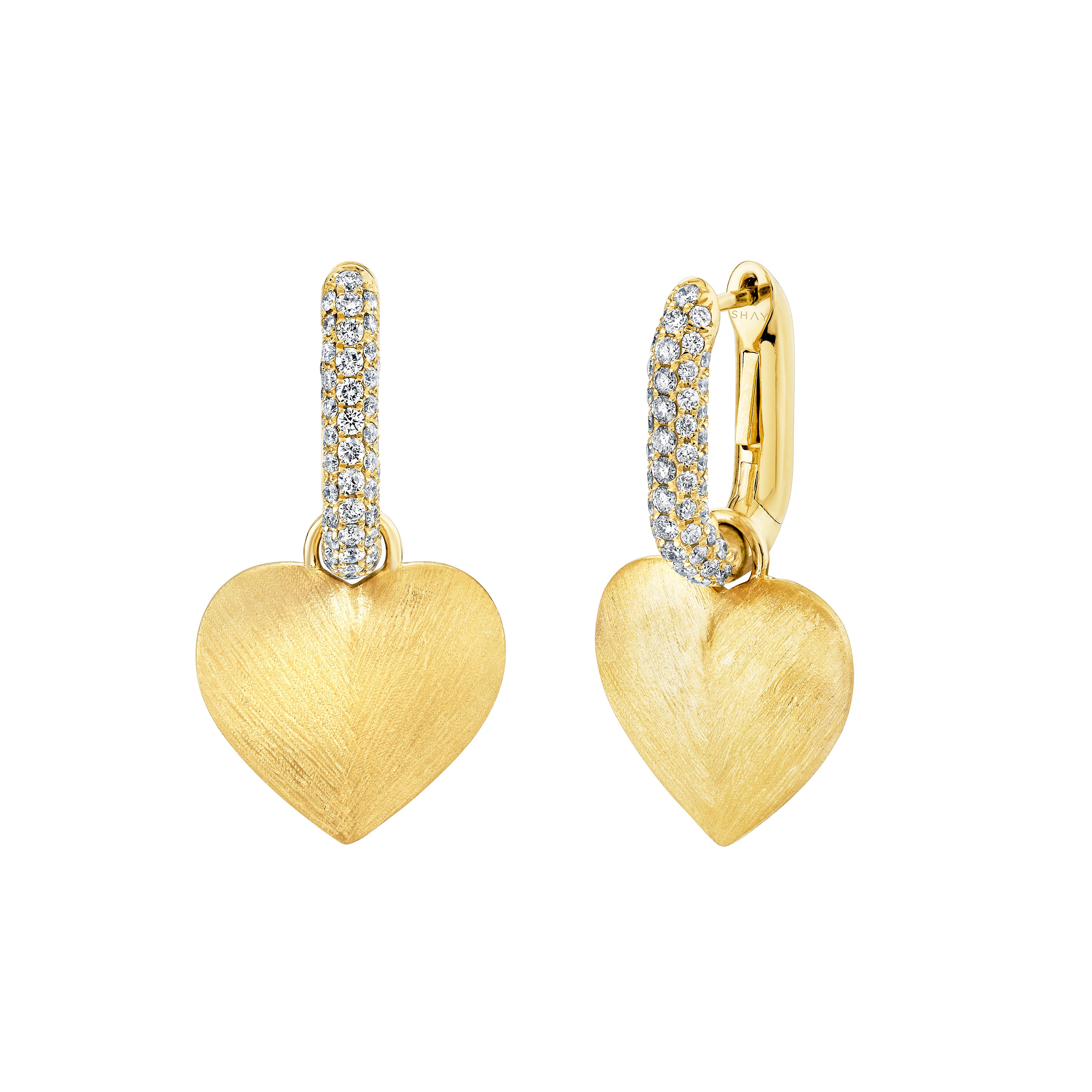 READY TO SHIP DIAMOND PAVE HEART EARRINGS
