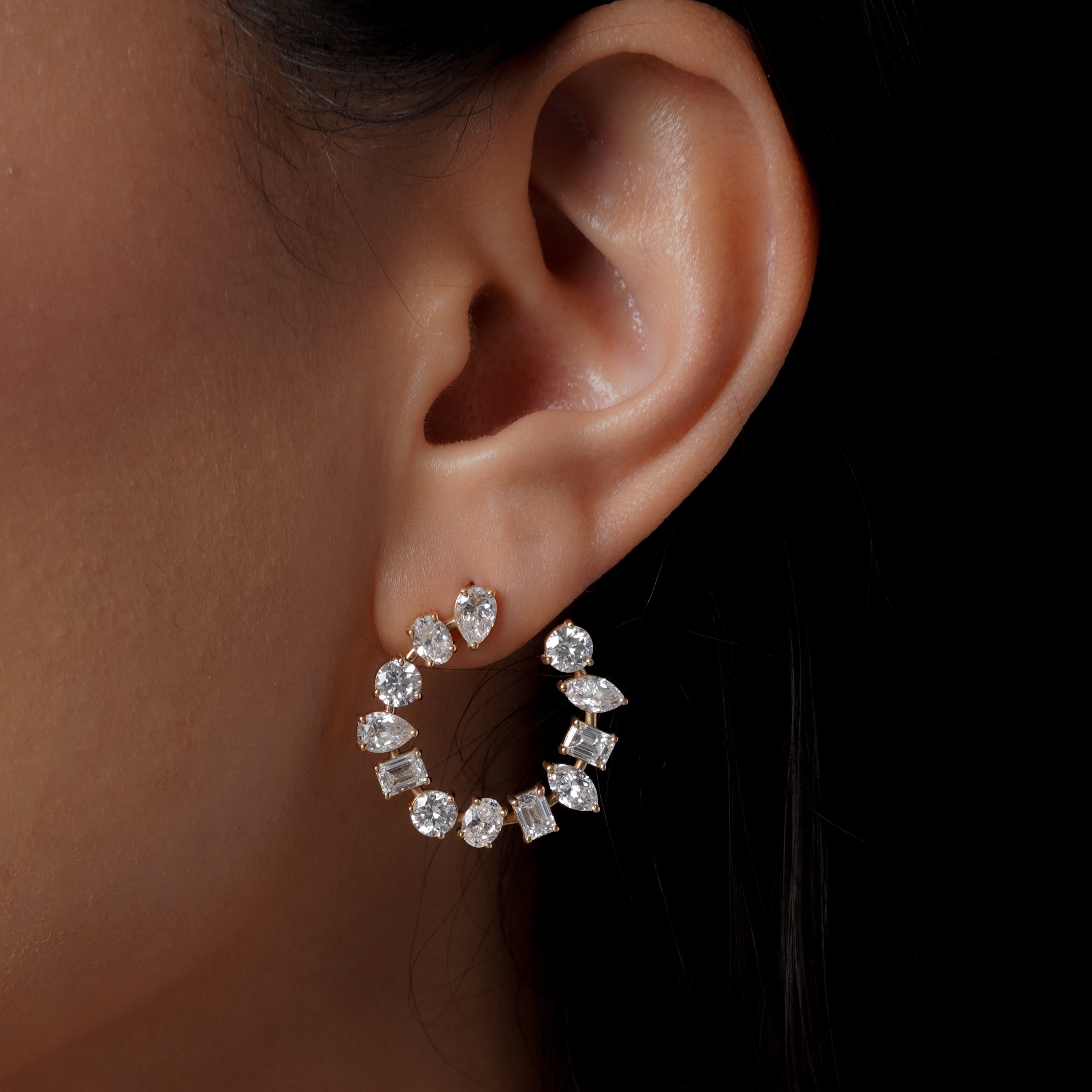 MIXED DIAMOND ETERNITY EARRINGS