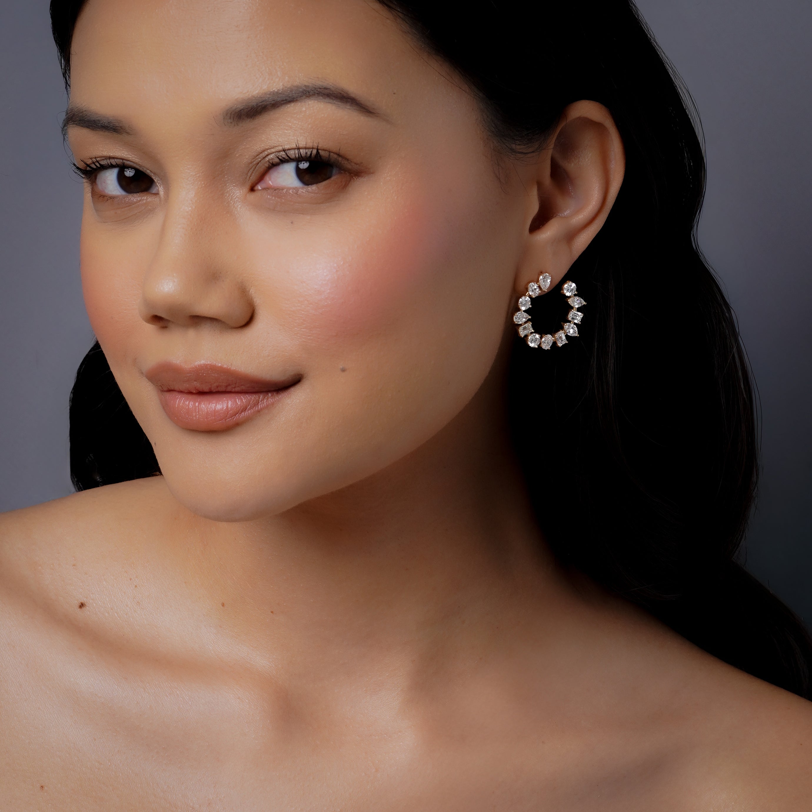 MIXED DIAMOND ETERNITY EARRINGS