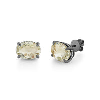 GREEN AMETHYST OVAL GEM STUDS