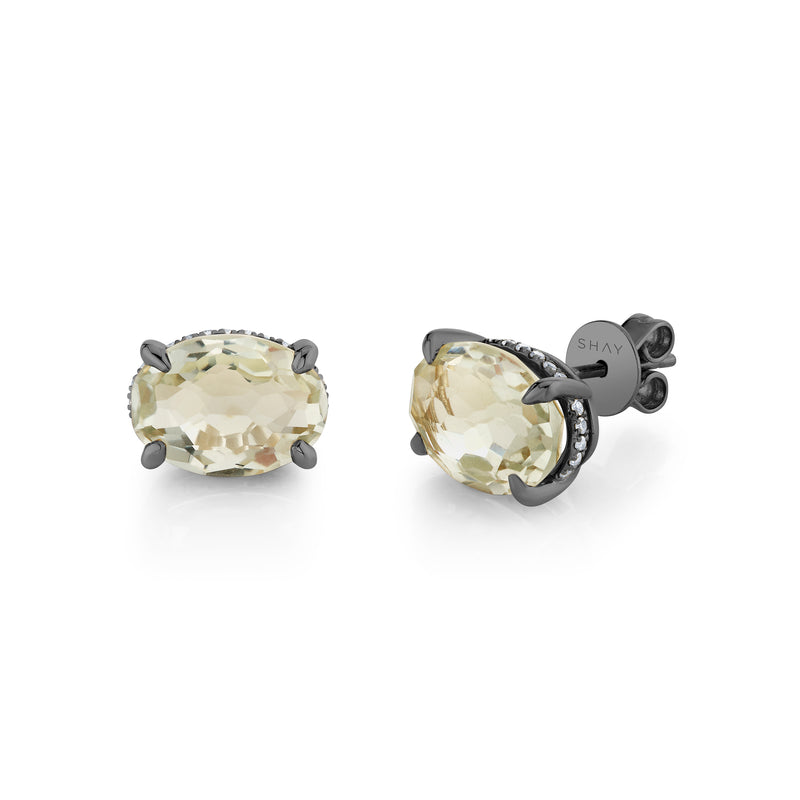 GREEN AMETHYST OVAL GEM STUDS