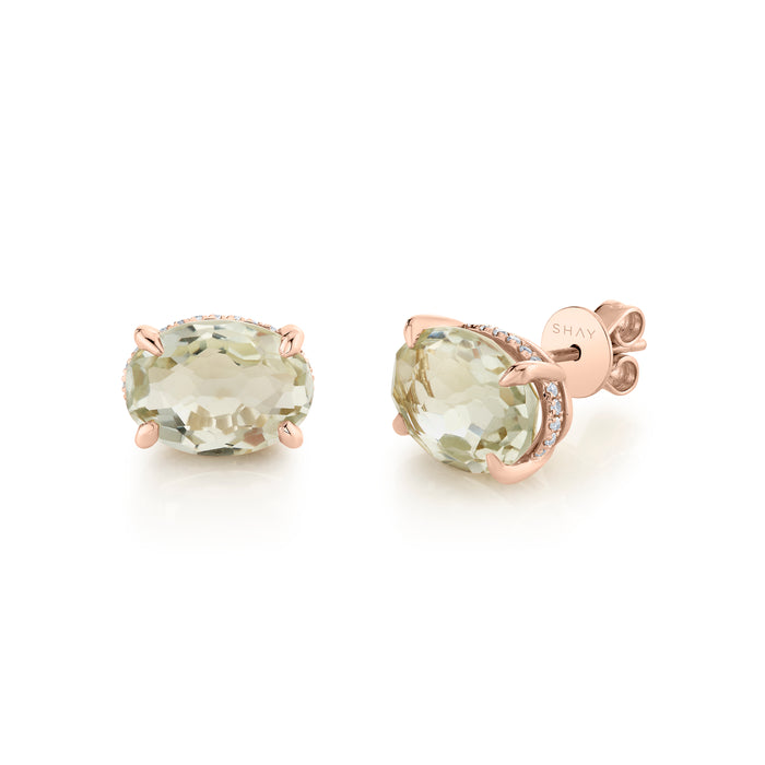 GREEN AMETHYST OVAL GEM STUDS