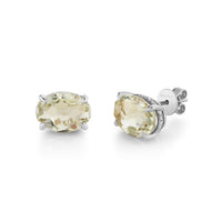GREEN AMETHYST OVAL GEM STUDS
