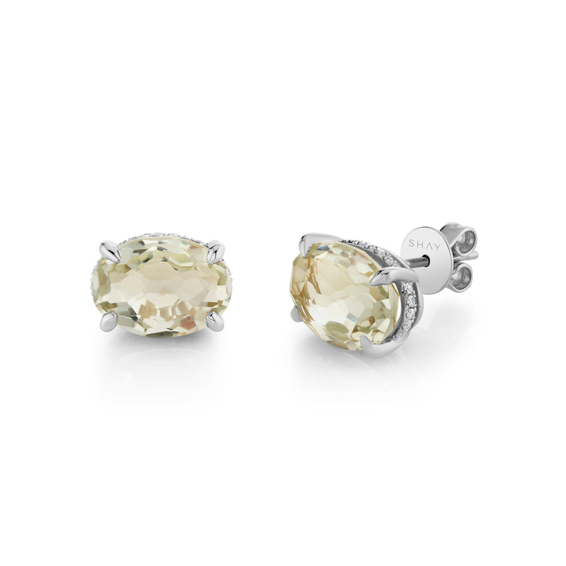 GREEN AMETHYST OVAL GEM STUDS