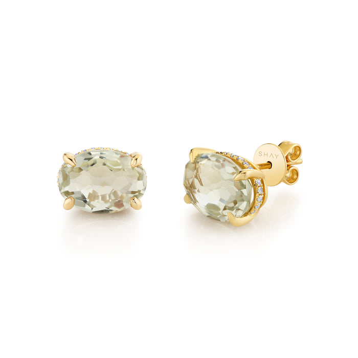 READY TO SHIP GREEN AMETHYST OVAL GEM STUDS