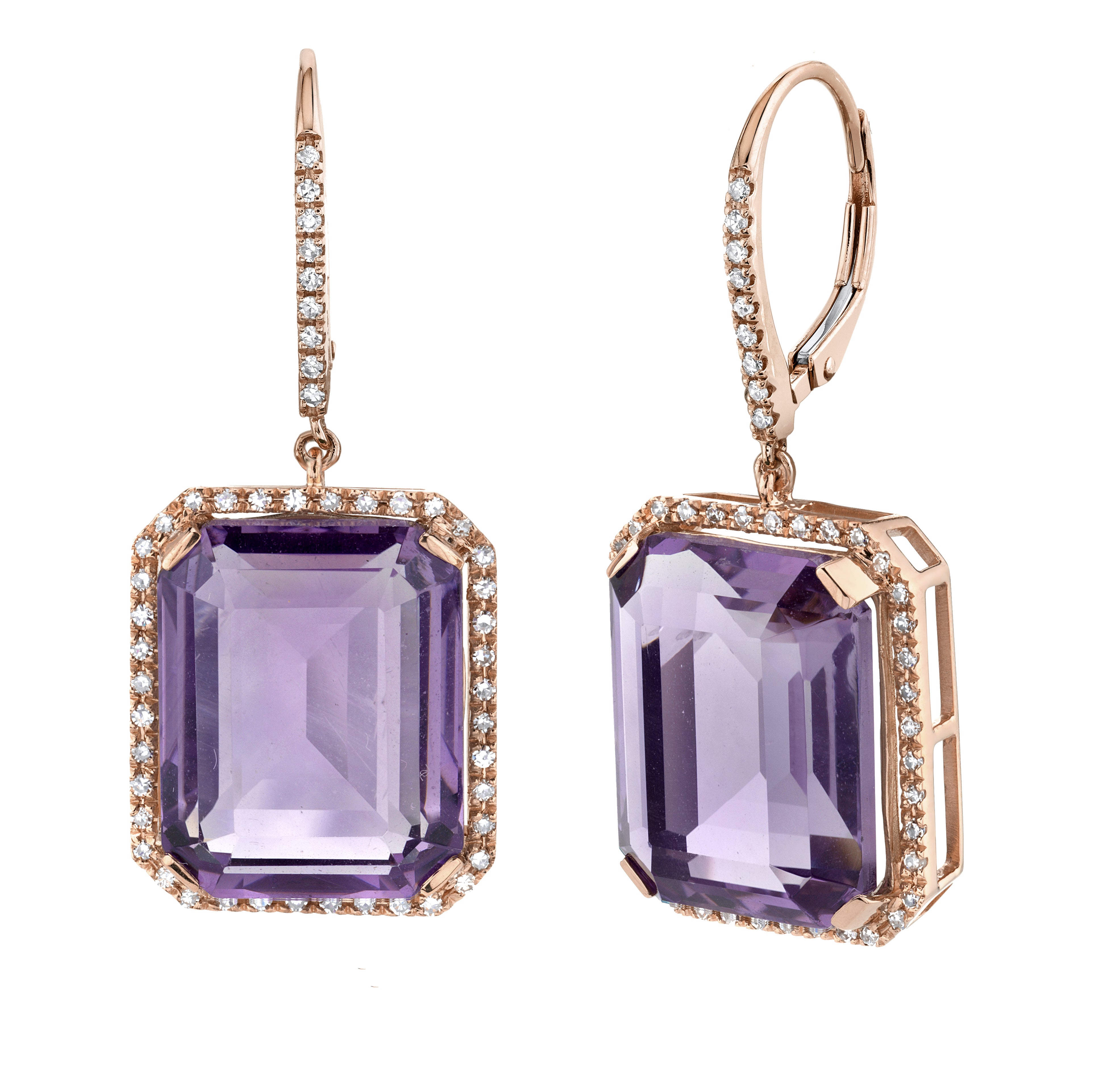 READY TO SHIP AMETHYST & DIAMOND PORTRAIT EARRINGS