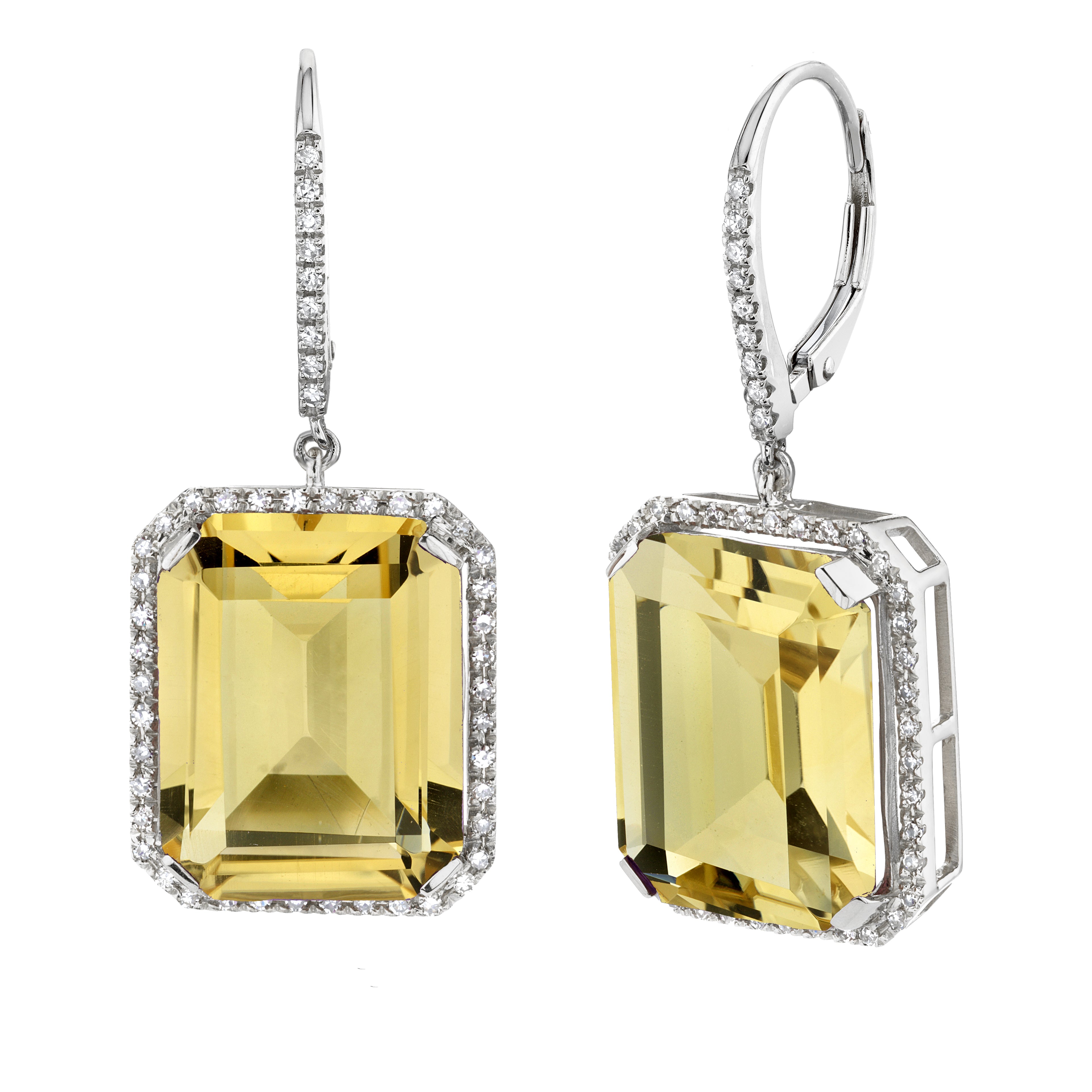 YELLOW TOPAZ & DIAMOND PORTRAIT EARRINGS