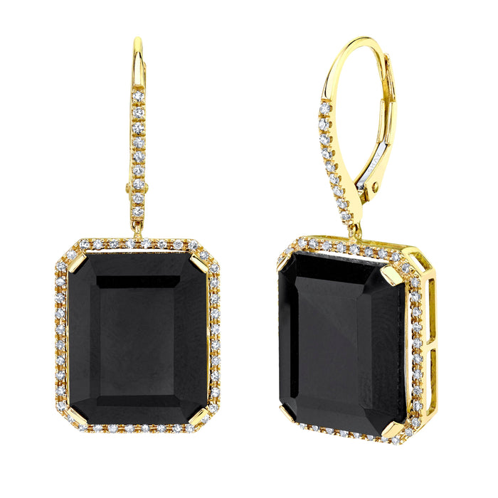 READY TO SHIP BLACK ONYX & DIAMOND PORTRAIT EARRINGS