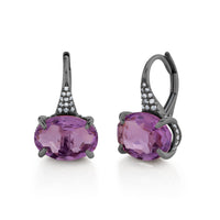 AMETHYST & DIAMOND OVAL GEM DROP EARRINGS