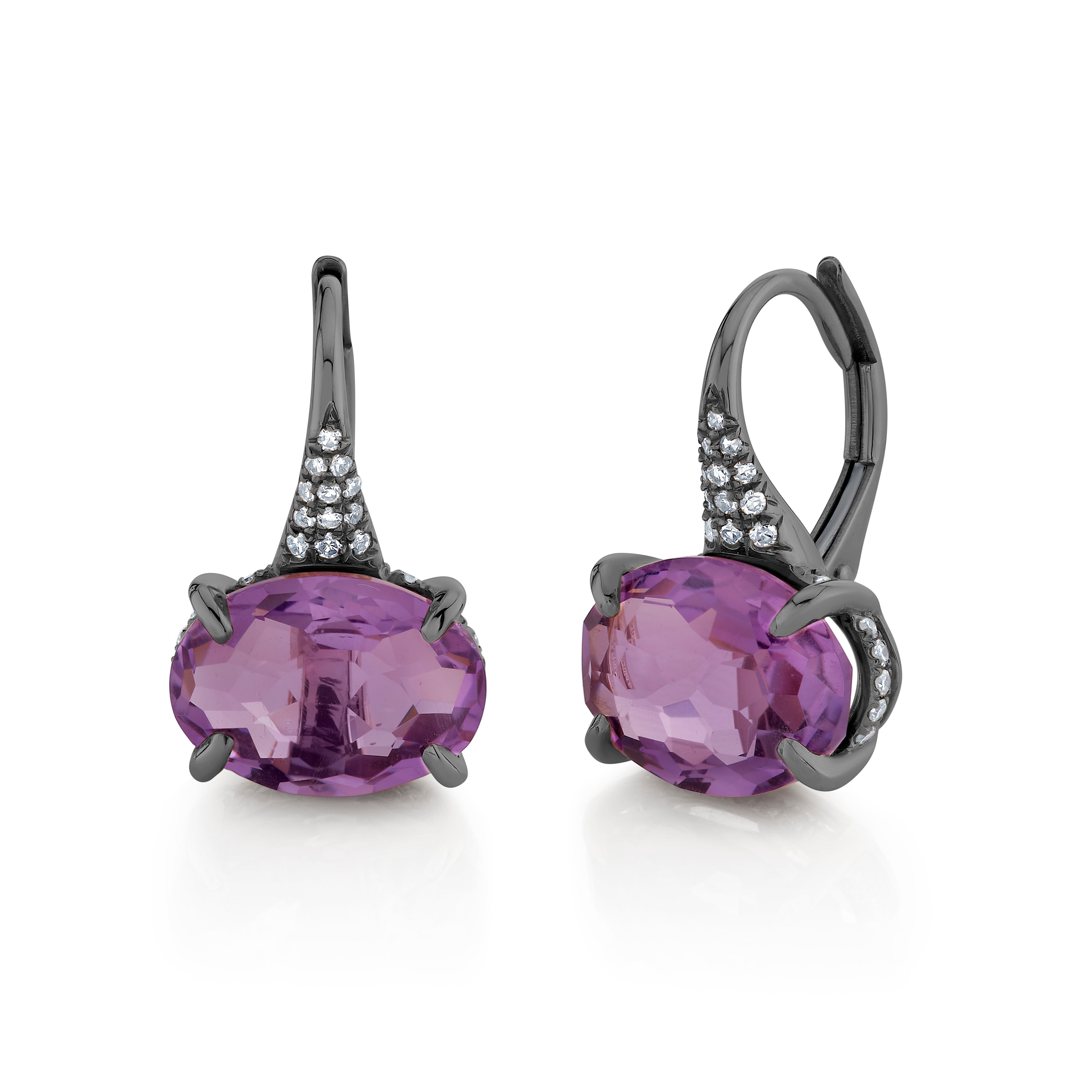 AMETHYST & DIAMOND GEM DROP EARRINGS