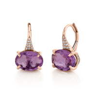 AMETHYST & DIAMOND OVAL GEM DROP EARRINGS