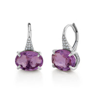 AMETHYST & DIAMOND OVAL GEM DROP EARRINGS
